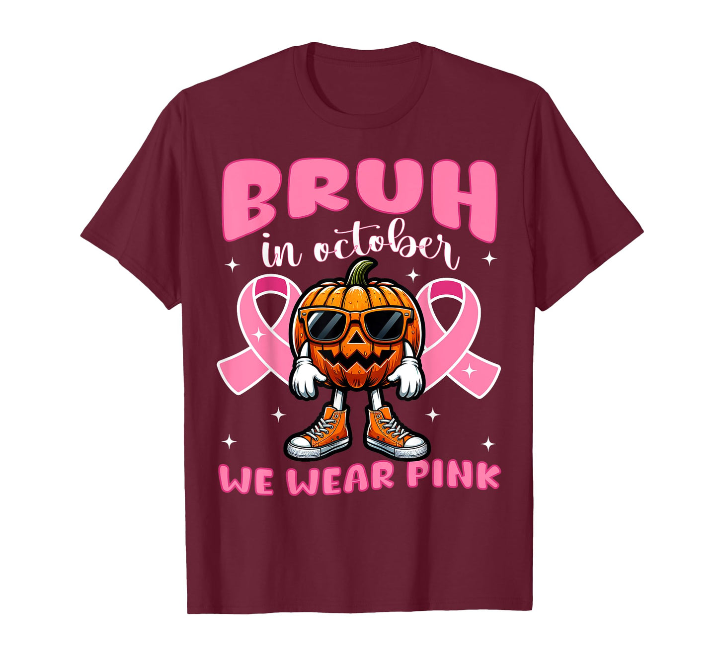Breast Cancer Awareness For Girls Boys Kid Halloween Pumpkin T-Shirt