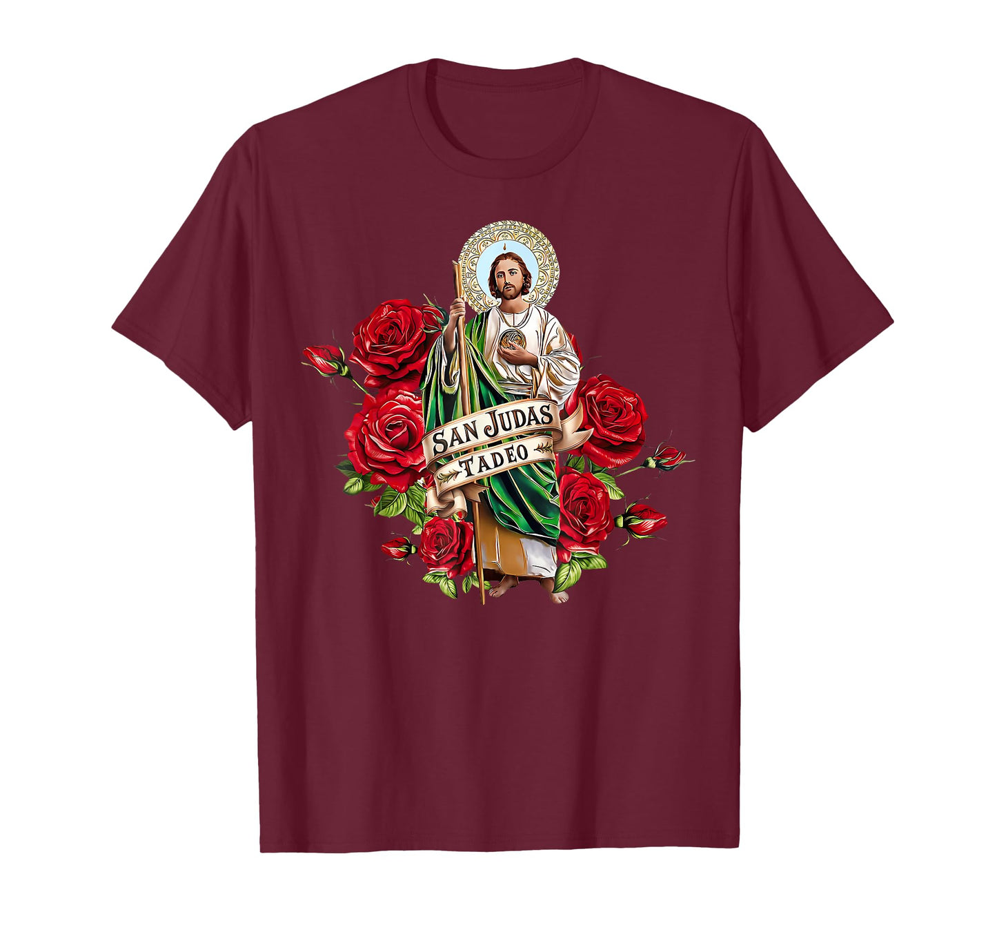 Girls Women Red Roses San Judas Tadeo Con Bandera De Mxico T-Shirt