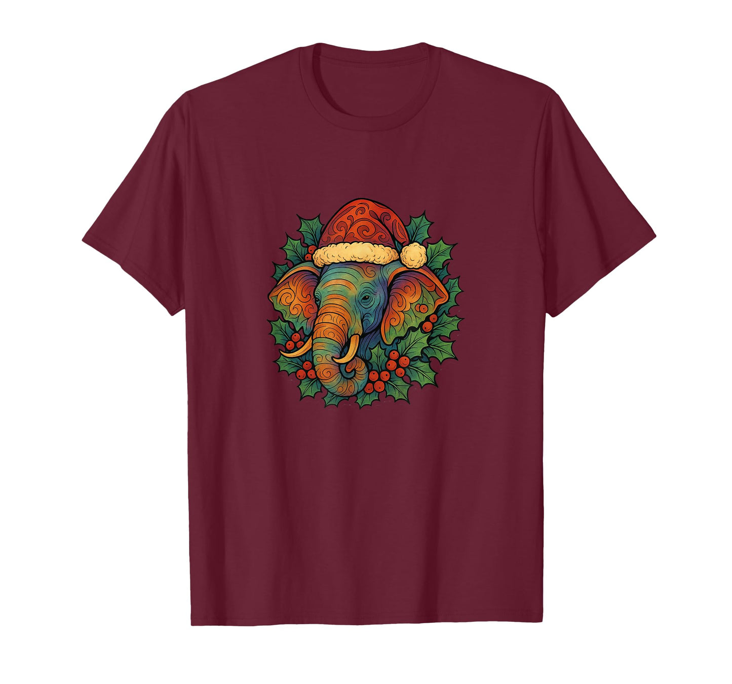 Elephant Wearing a Santa Hat Christmas Safari Holiday T-Shirt