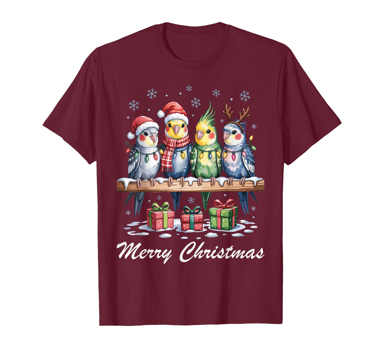 Cockatiel Merry Christmas Cute Pet Lovers Funny Holiday T-Shirt