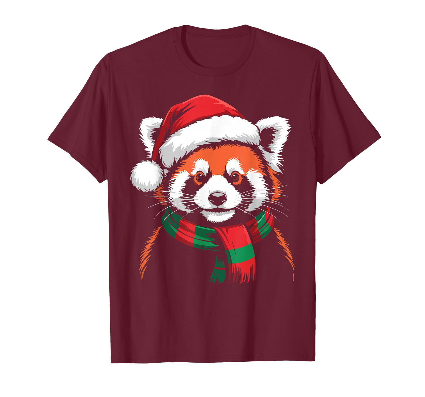 Red Panda Xmas Santa Hat Scarf Christmas Costume T-Shirt