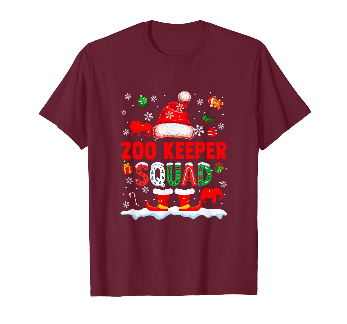Zoo Keeper Squad Men Job Christmas Santa Costume Bow Tie T-Shirt