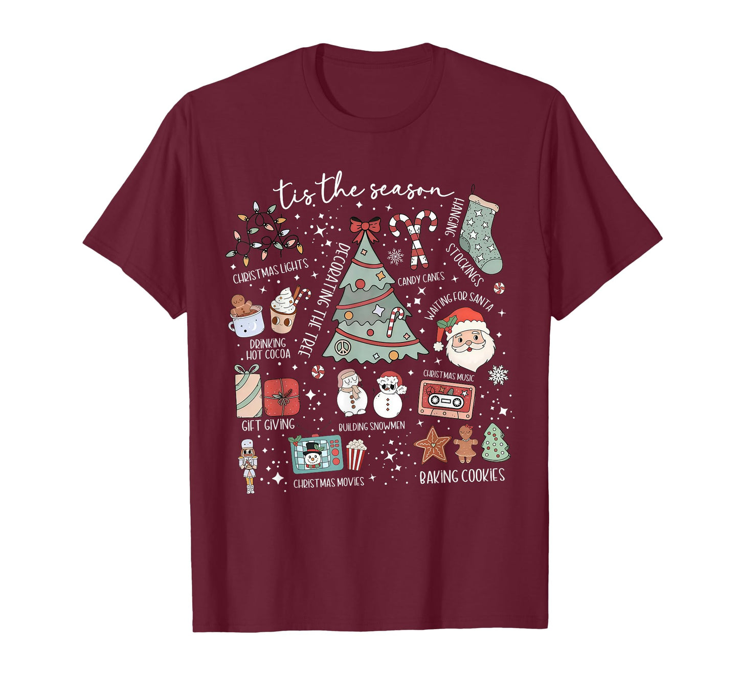 Tis The Season Christmas Tree Xmas Collage Holiday Graphic T-Shirt