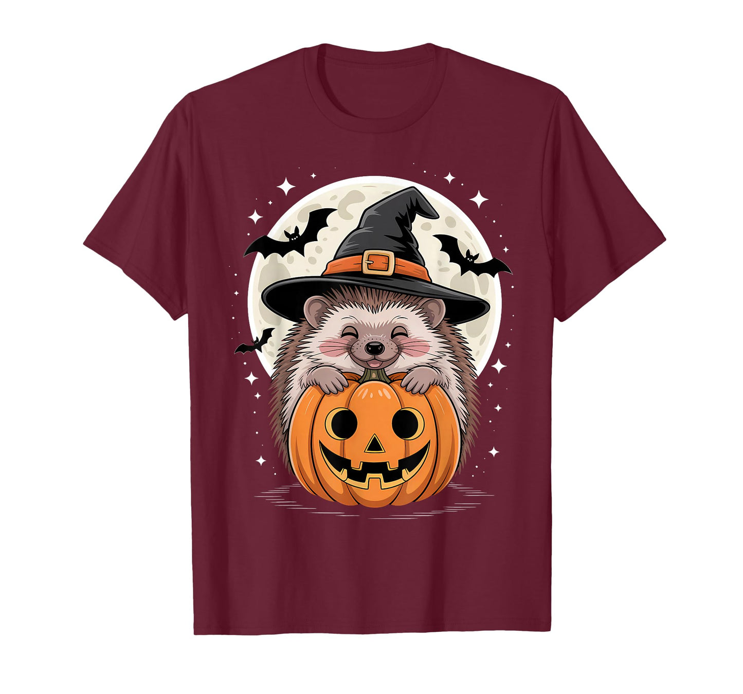 Halloween Hedgehog Witch Hat Pumpkin Spooky T-Shirt