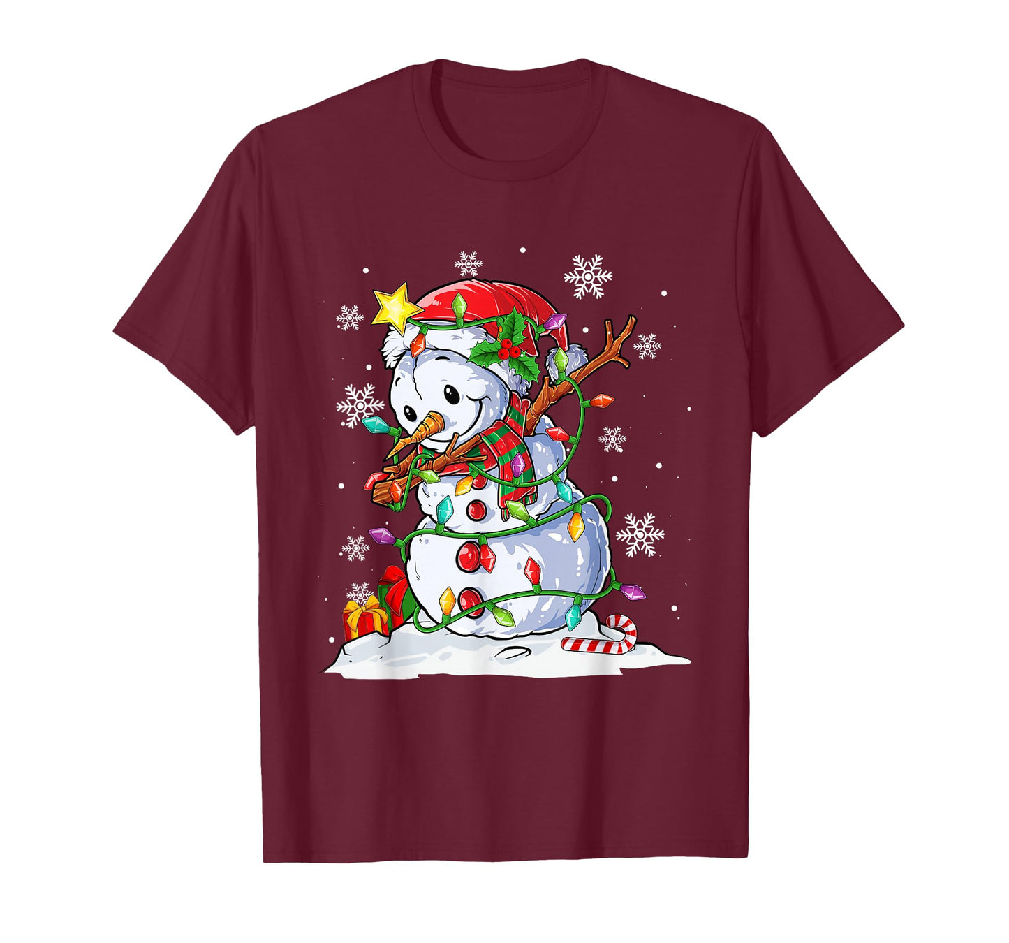 Christmas Dabbing Snowman Santa Light Gifts Men Kids Boys T-Shirt