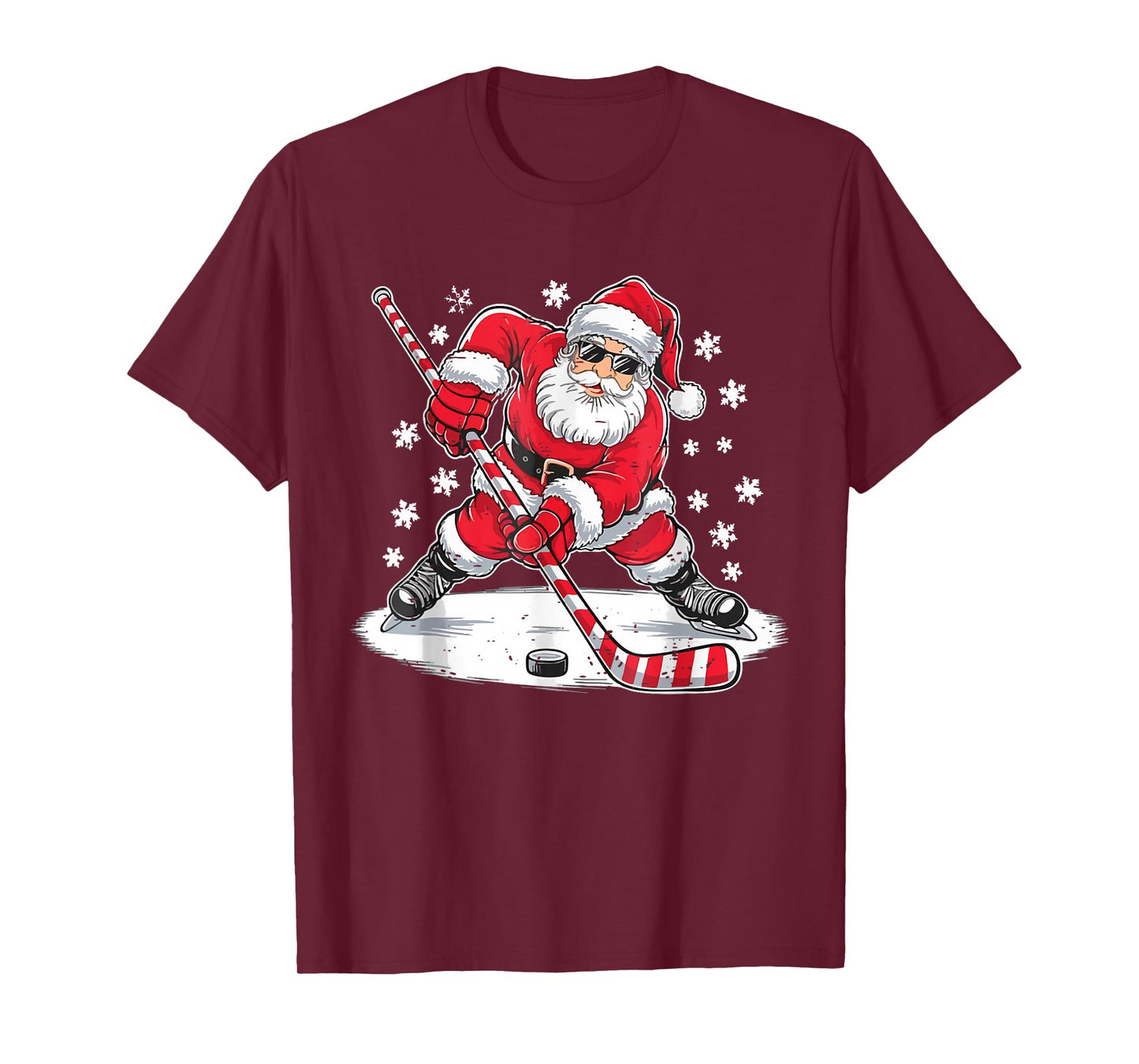 Funny Santa Claus Ice Hockey Christmas Holiday Cute Xmas T-Shirt