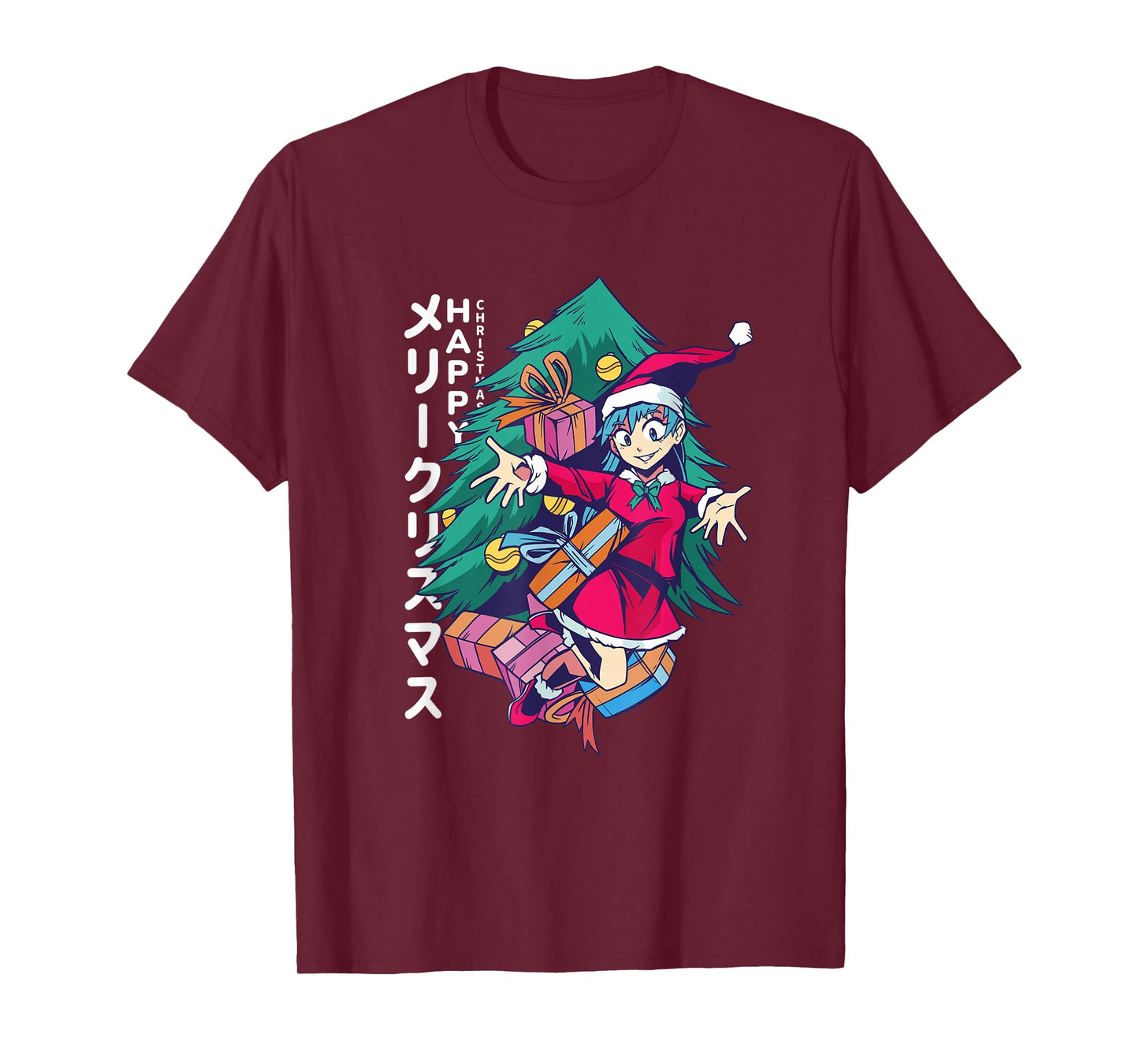 Merry Christmas Anime Girl - Cute Manga Santa T-Shirt