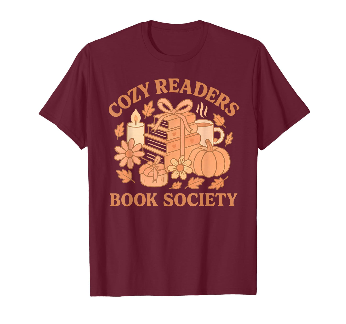 Cozy Readers Book Society Pastel Fall Books & Pumpkin T-Shirt