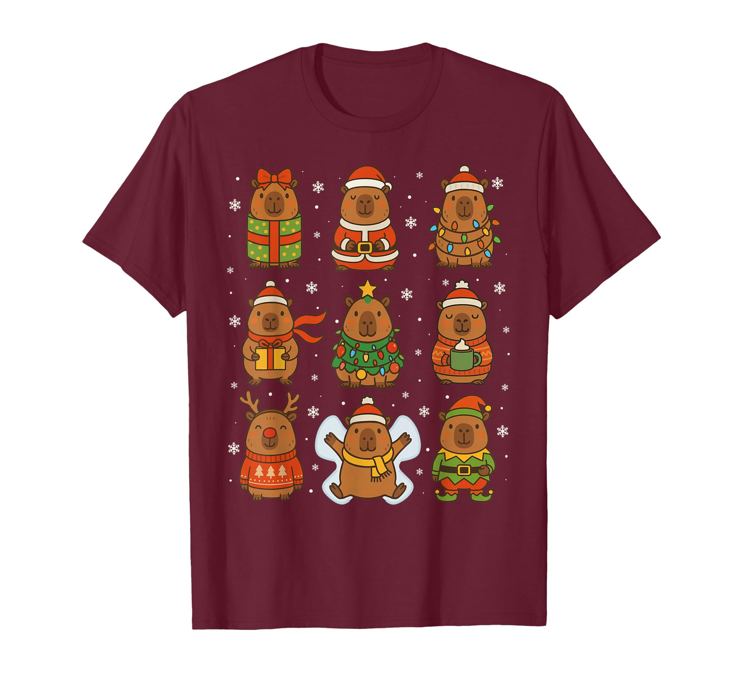 Cute Christmas Capybara Funny Family Xmas Men Women Kids T-Shirt