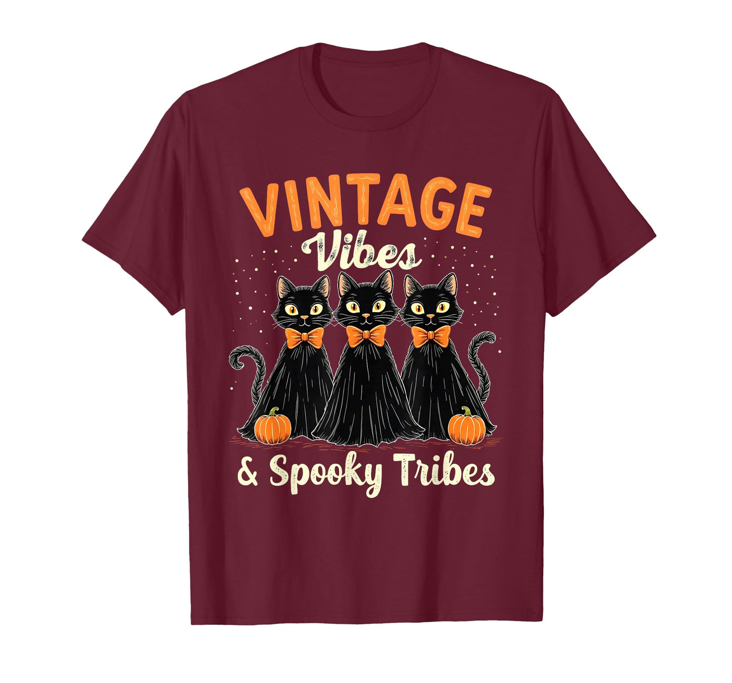 Vintage Black Cats Cute Halloween Spooky Squad Design T-Shirt
