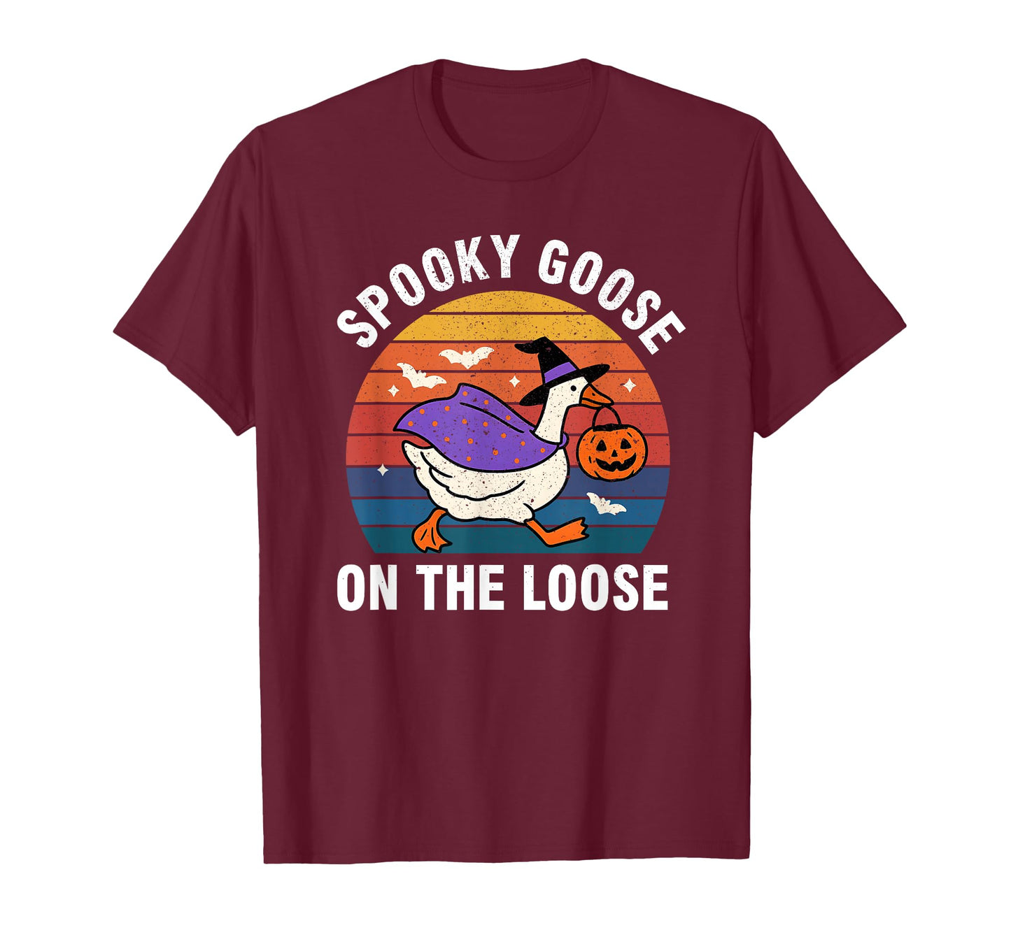 Spooky Goose On The Loose Witch Silly Goose Animal Halloween T-Shirt