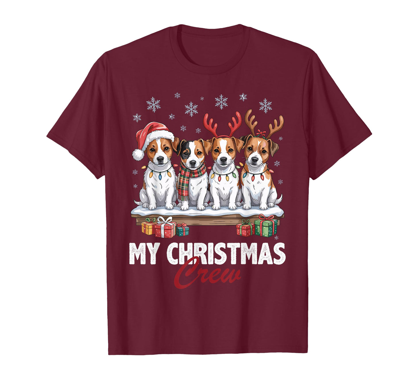 Jack Russell Christmas Crew Funny Dog Lovers Holiday Pajama T-Shirt