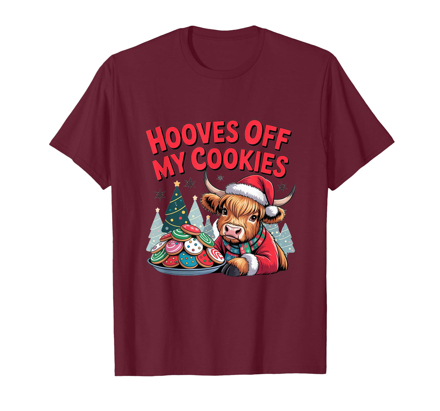 Highland Cow Funny Christmas Cute Cows Lover Santa Humor T-Shirt