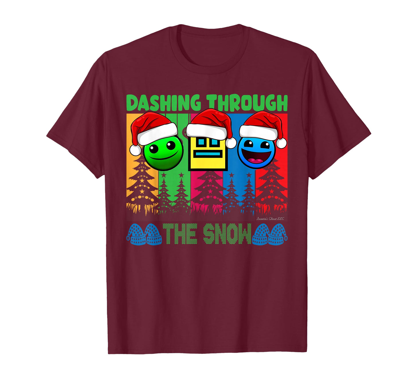 Geometry Dashing Through The Snow Sleep Dash Game Christmas T-Shirt
