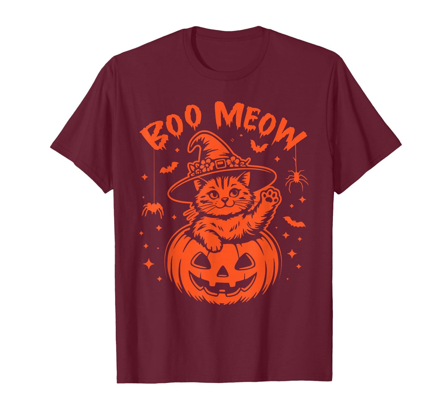 Meow Halloween Black Cat and Pumpkin Costume Men Women Kids T-Shirt