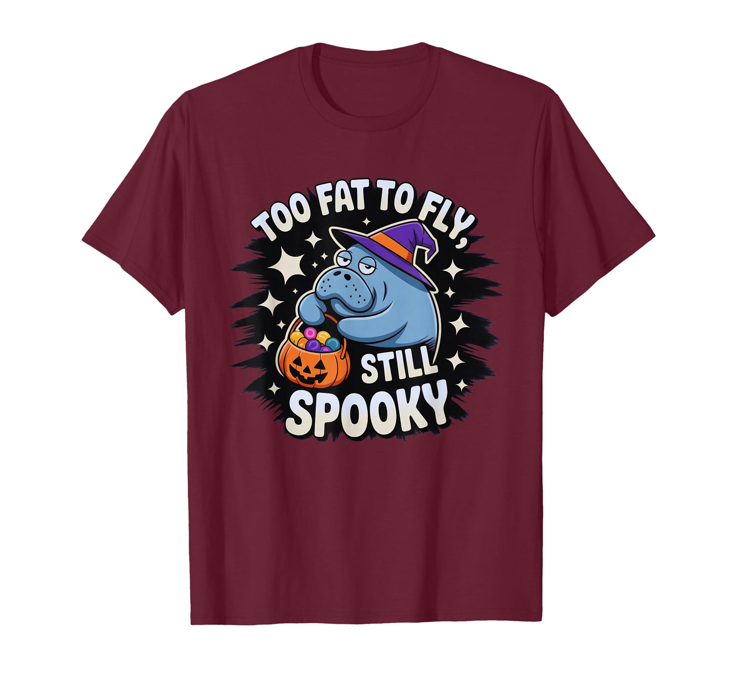 Funny Manatee Too Fat to Fly Still Spooky T-Shirt