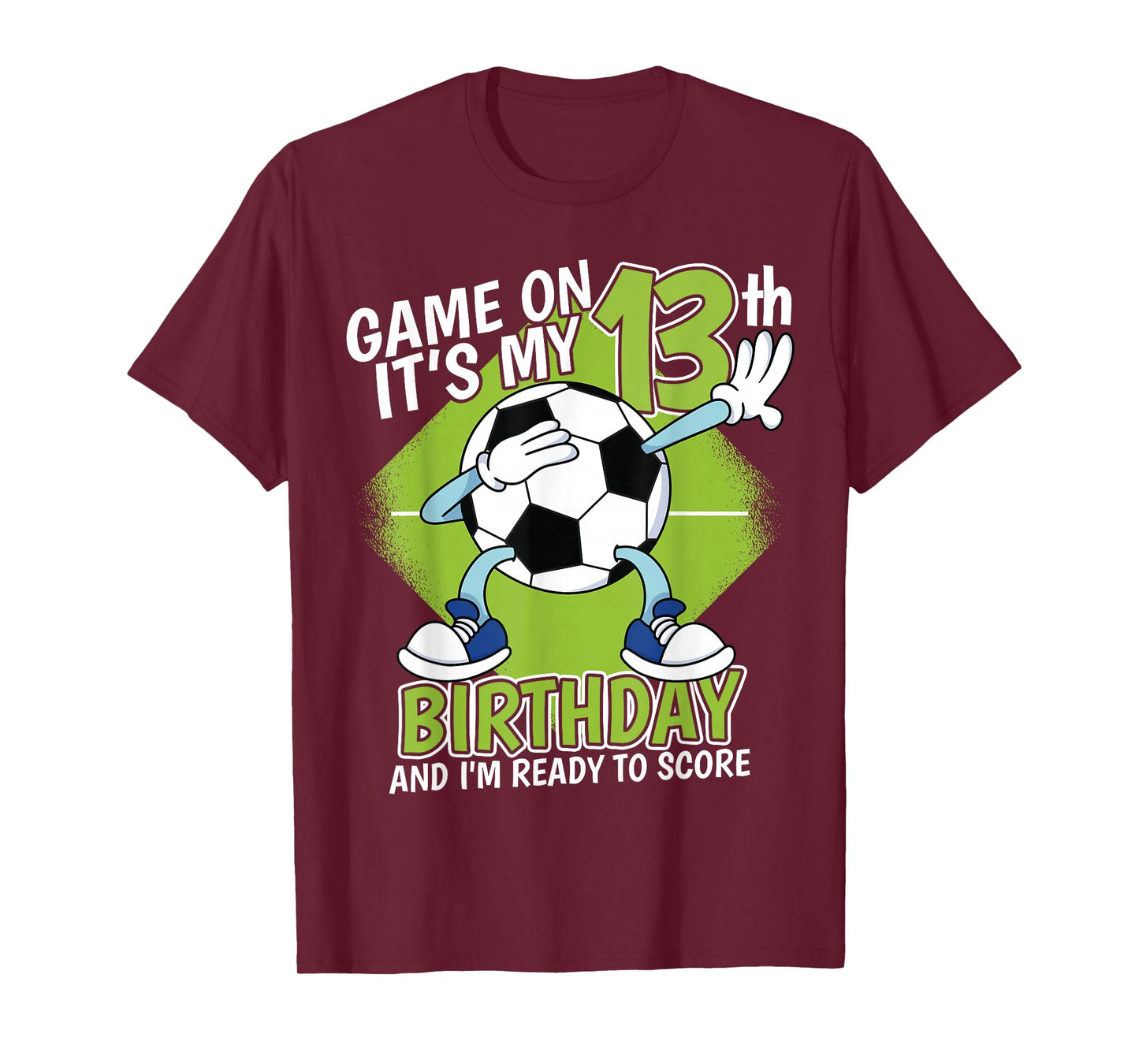 13 Year Old Soccer Player Boy 13th Birthday Soccer Theme T-Shirt