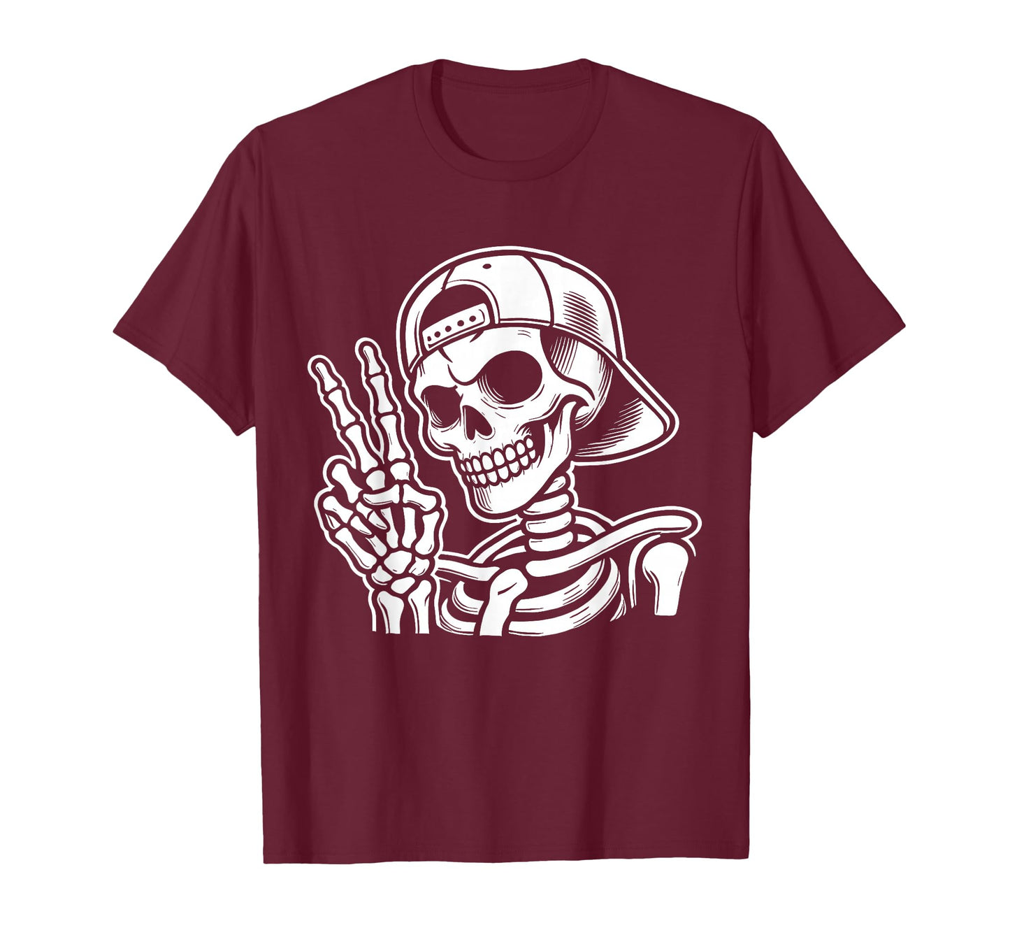Skeleton Hand Peace Sign Retro Halloween Skeleton Hand Sign T-Shirt