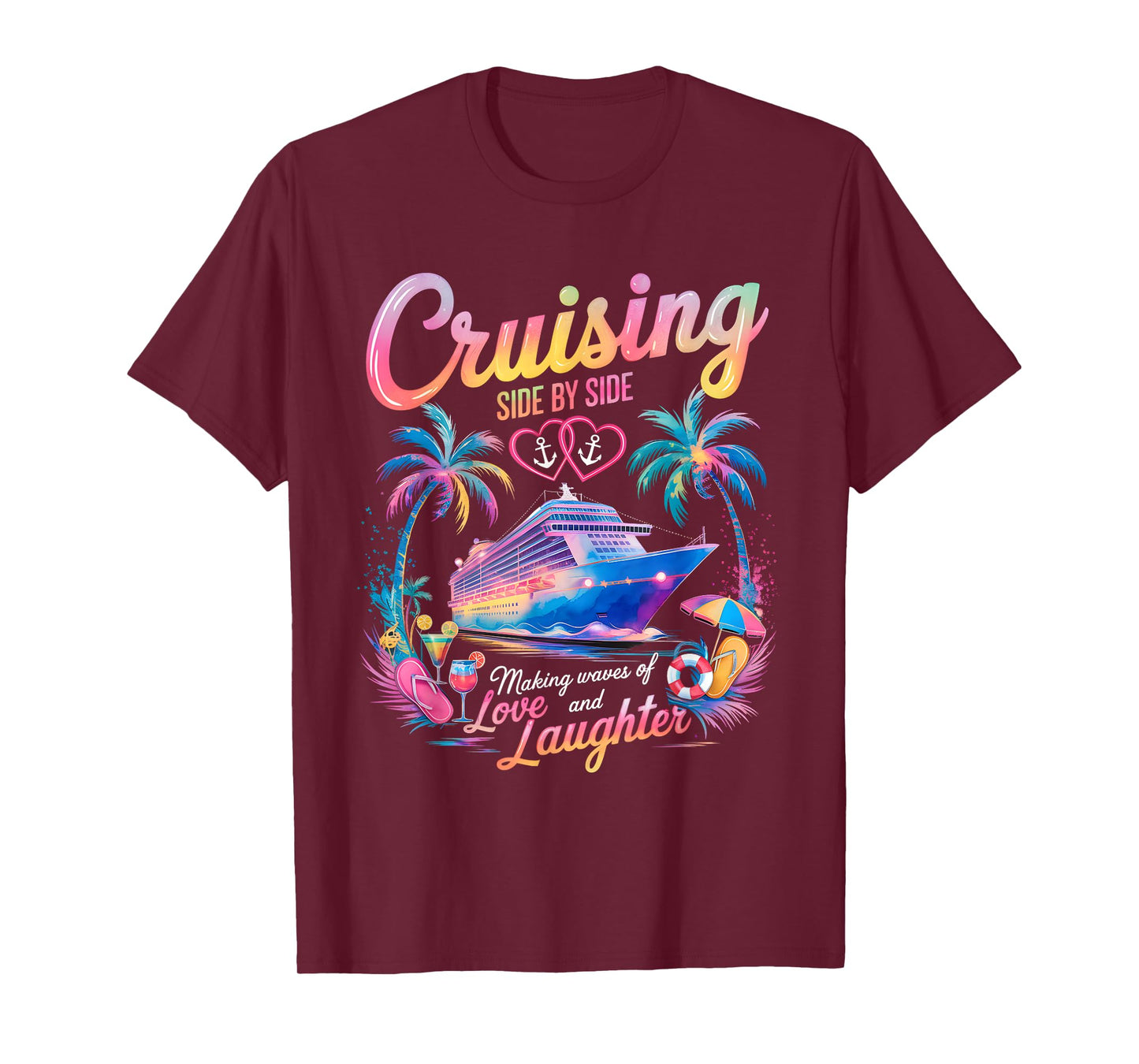 Cruising Side by Side Husband Wife Love Cruise Couple T-Shirt