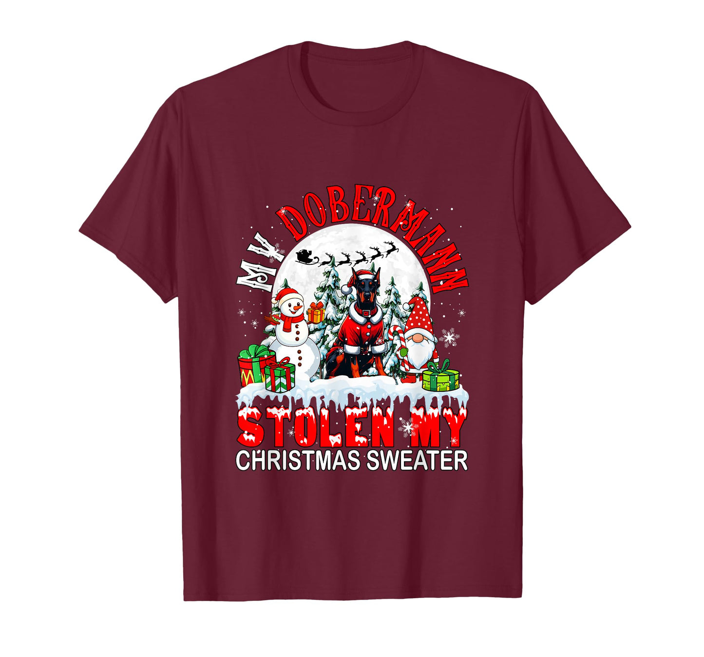 My Dobermann Stolen My Christmas Sweater Santa Dog Owner T-Shirt