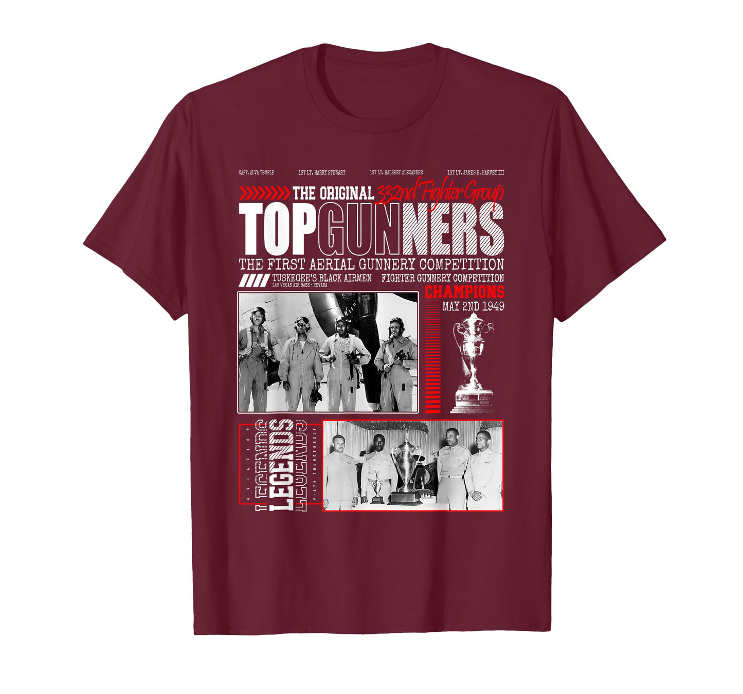 Tuskegee's Top Gunnery 1949 Black Airmen 332nd Fighter Group T-Shirt
