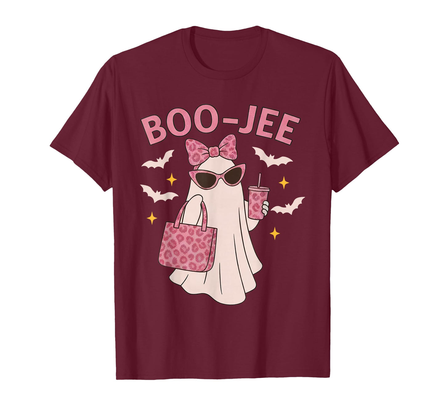 Coquette Leopard Ghost Coffee Boo-JEE Halloween Boujee Ghost T-Shirt