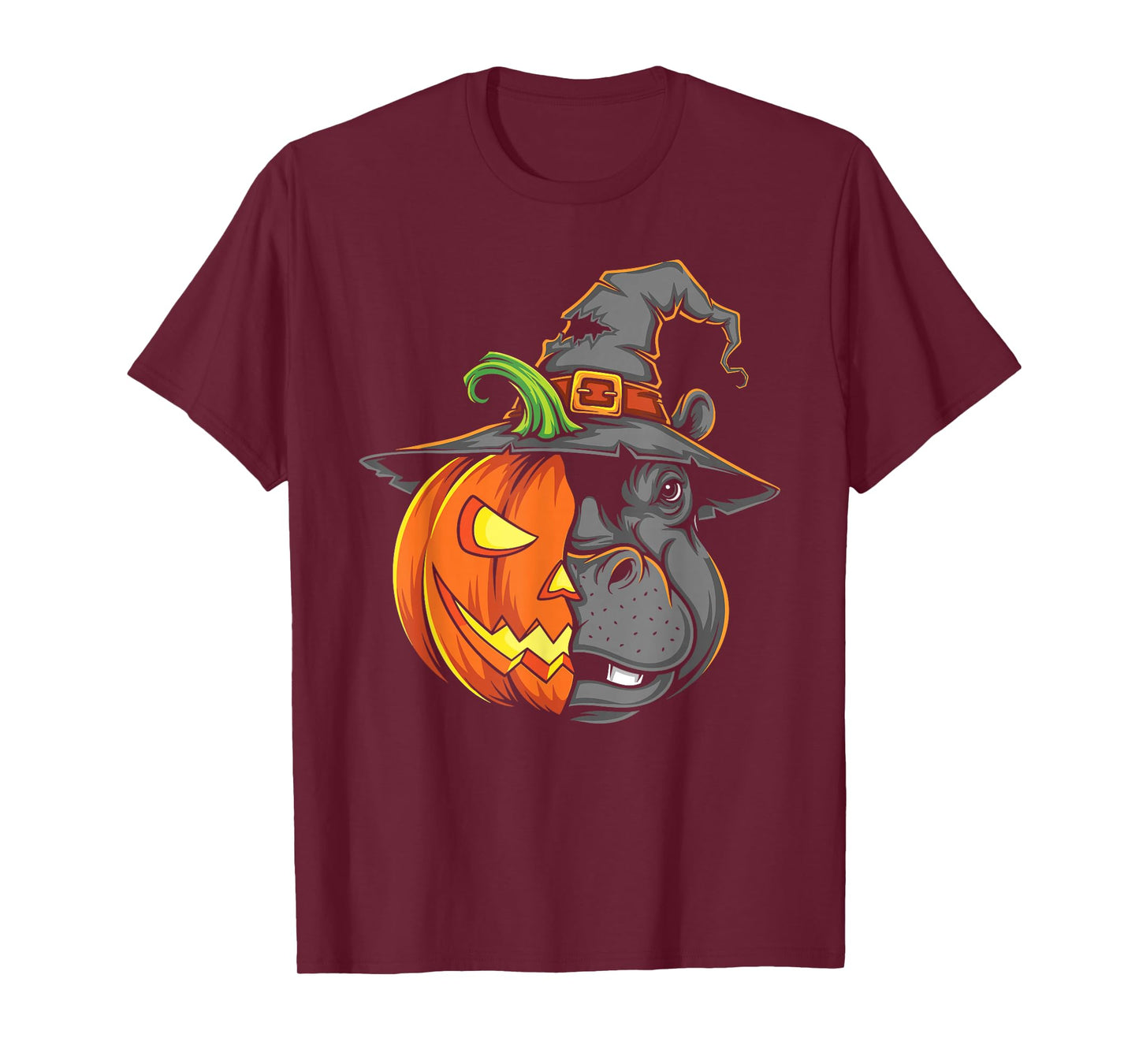 Hippo Pumpkin Jack O Lantern Halloween Kids Mens Womens T-Shirt