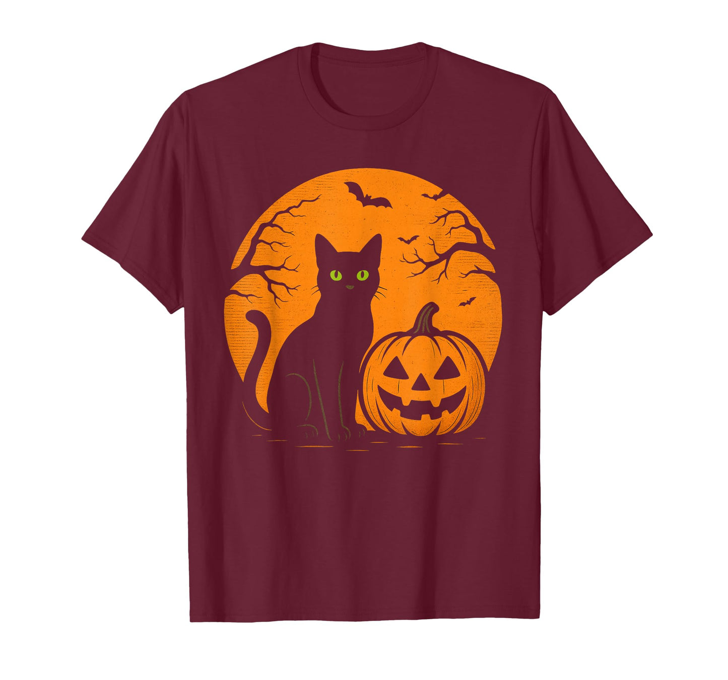 Retro Black Cat Pumpkin Halloween Costume Fall Autumn Season T-Shirt