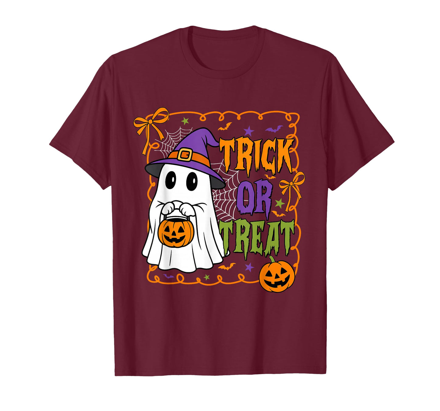 Trick Or Treat Happy Halloween Pumpkin Ghost Boy Girl Kids T-Shirt