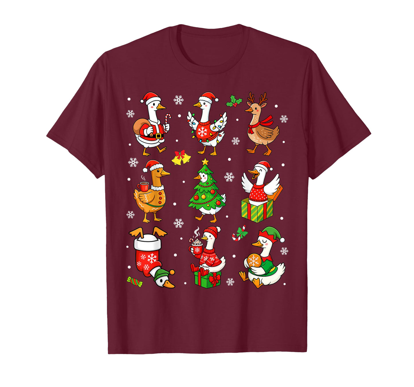 Cute Silly Goose Santa Christmas Merry Goosemas Xmas Kids T-Shirt