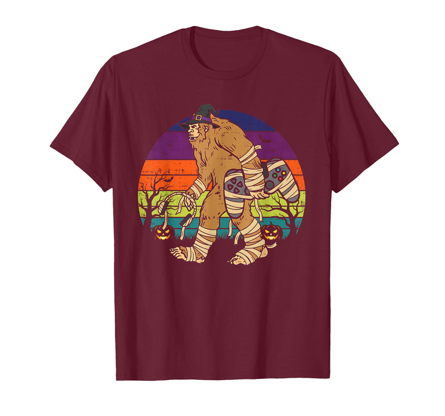 Bigfoot Gamer Halloween Funny Sasquatch Gaming Mummy T-Shirt