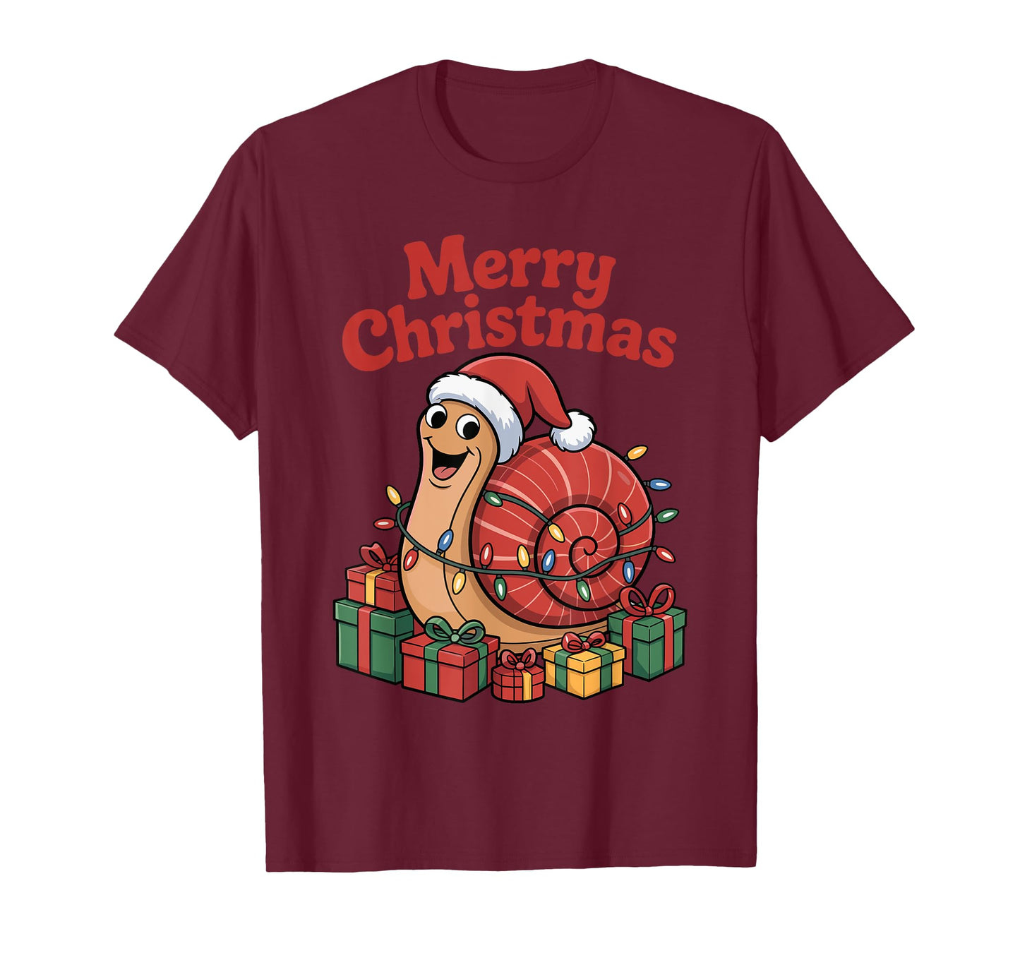 Funny Snail Santa Hat Animals Lovers Ugly Christmas Pajamas T-Shirt