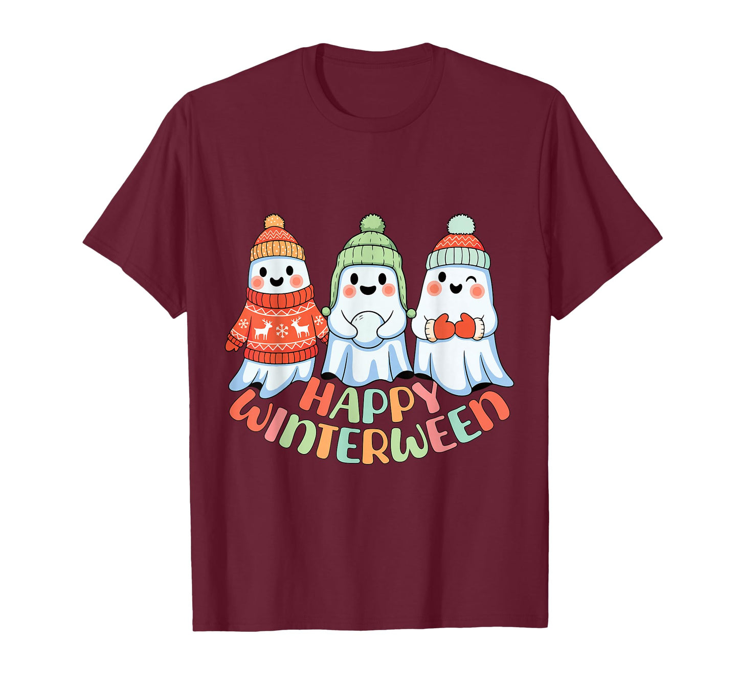 Happy Winterween Cute Ghosts Christmas Winter Halloween T-Shirt