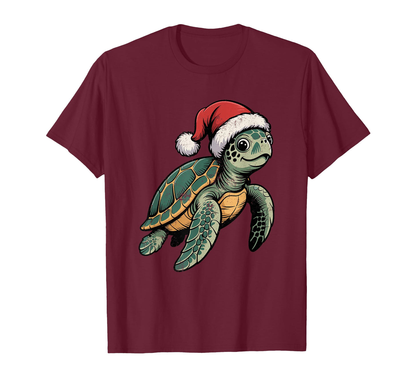 Sea Turtle Santa Hat Christmas Vintage Animal Lovers Holiday T-Shirt