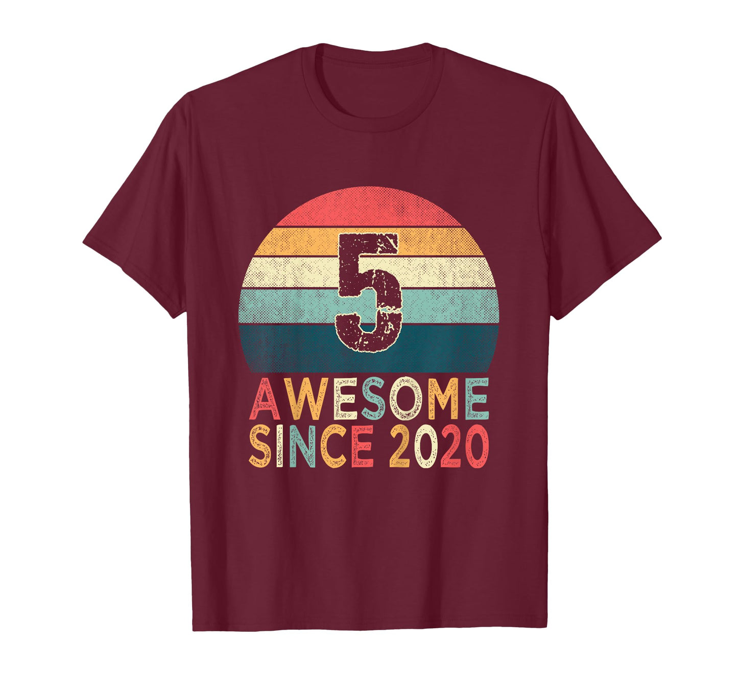 Kids 5th Birthday Vintage Retro 5 Years Old Awesome Since 2020 T-Shirt