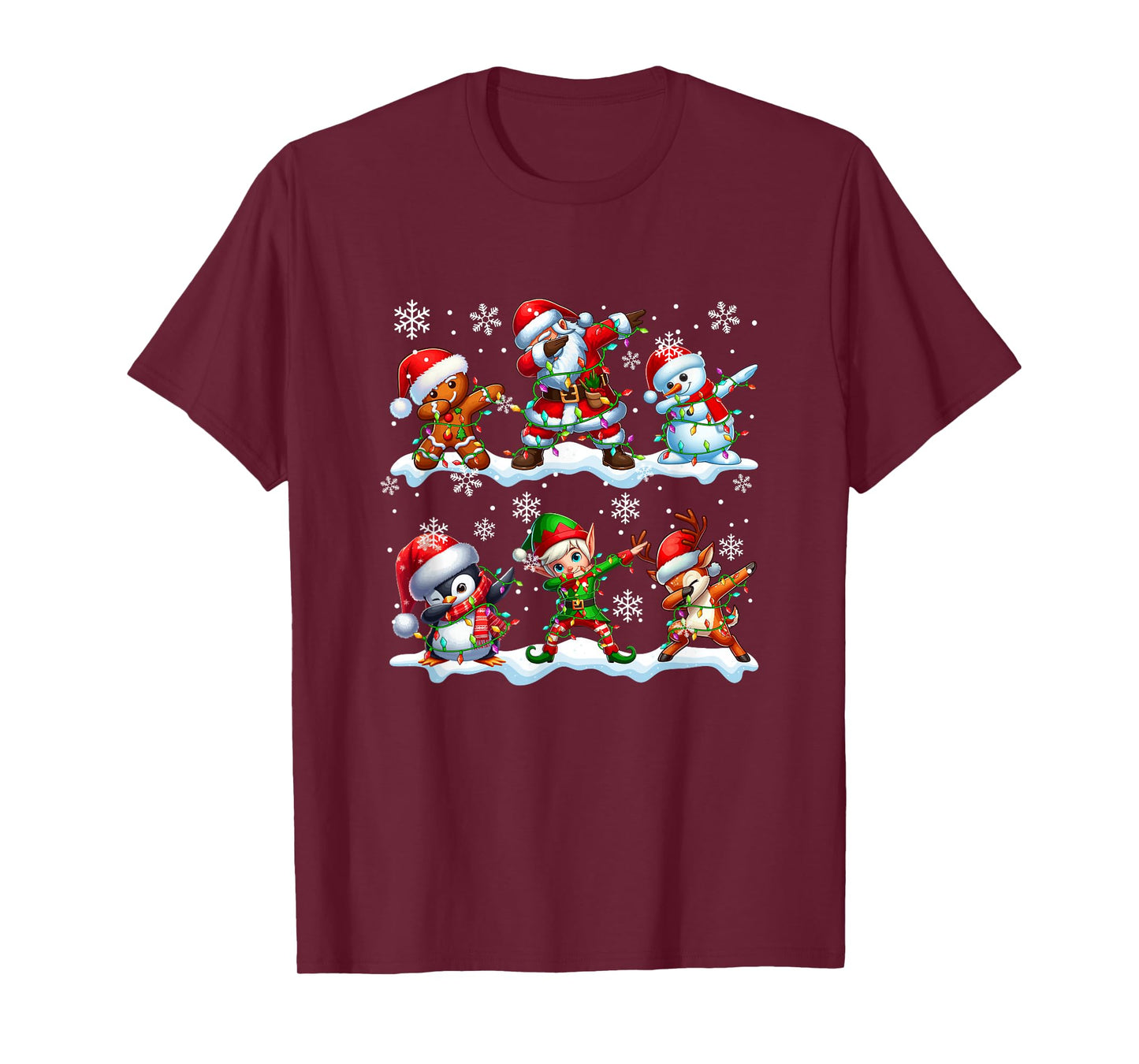 Xmas Group Dabbing Gingerbread Reindeer Santa Elf Snowman T-Shirt