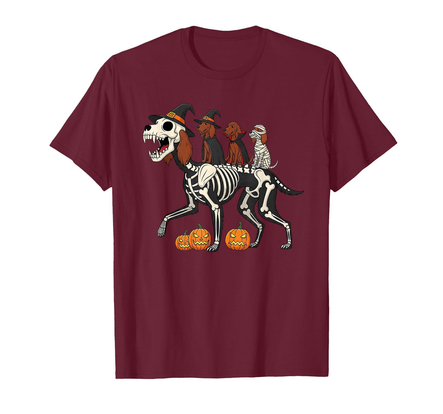 Irish Setter Skeleton Mummy Witch Halloween Kids Mens Womens T-Shirt
