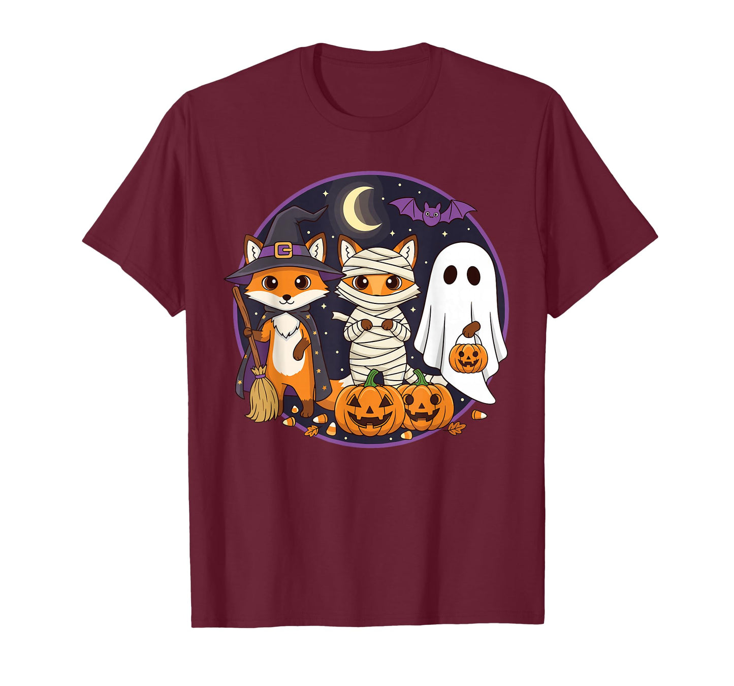 Fox Boo Pumpkin Animal Halloween Costume for Kids Boys T-Shirt