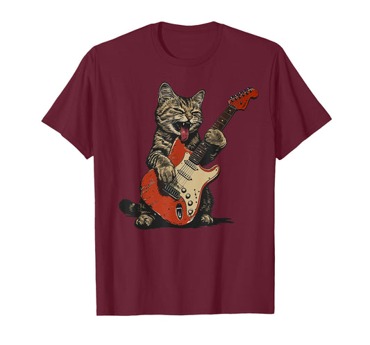 Rock and Roll Guitar Cat Vintage ROCK Guitarist Cat T-Shirt
