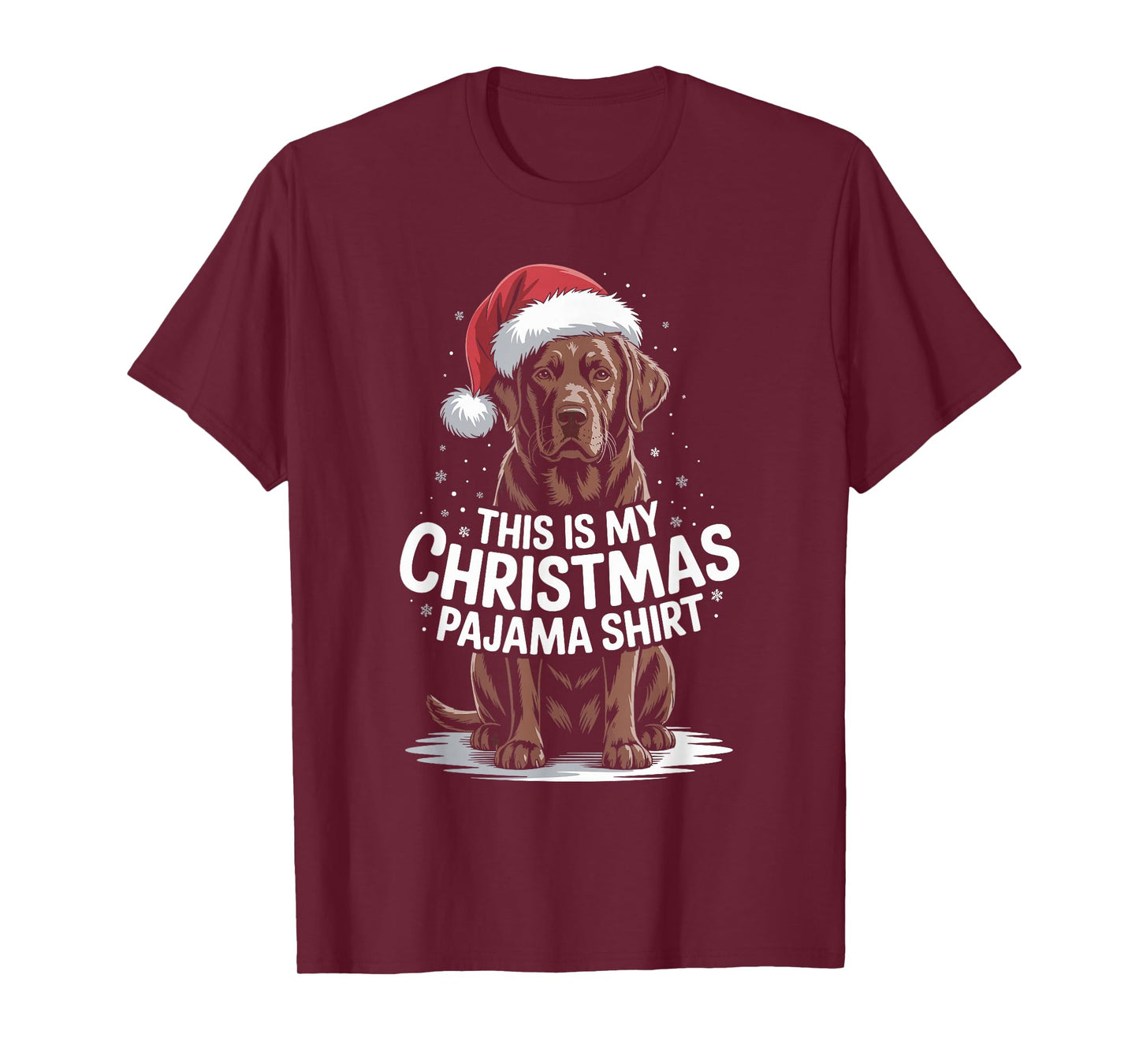 Chocolate Lab Dog Santa Hat Christmas Xmas Labrador T-Shirt