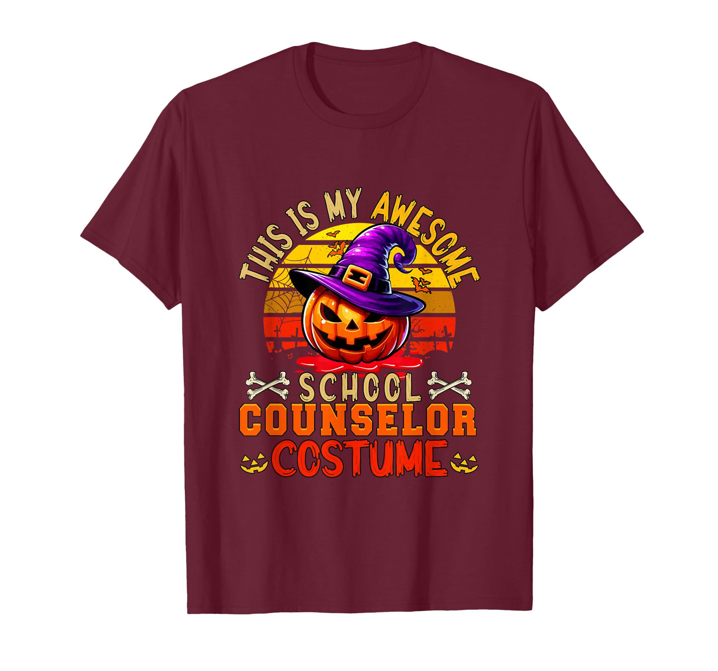 Vintage My Awesome School Counselor Costume Carved Pumpkin T-Shirt
