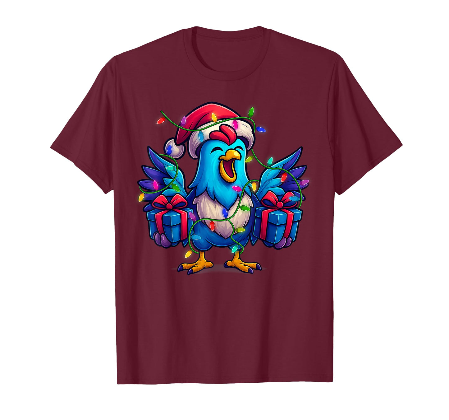 Cute Colorful Chicken Design Christmas Tee for Women Girls T-Shirt