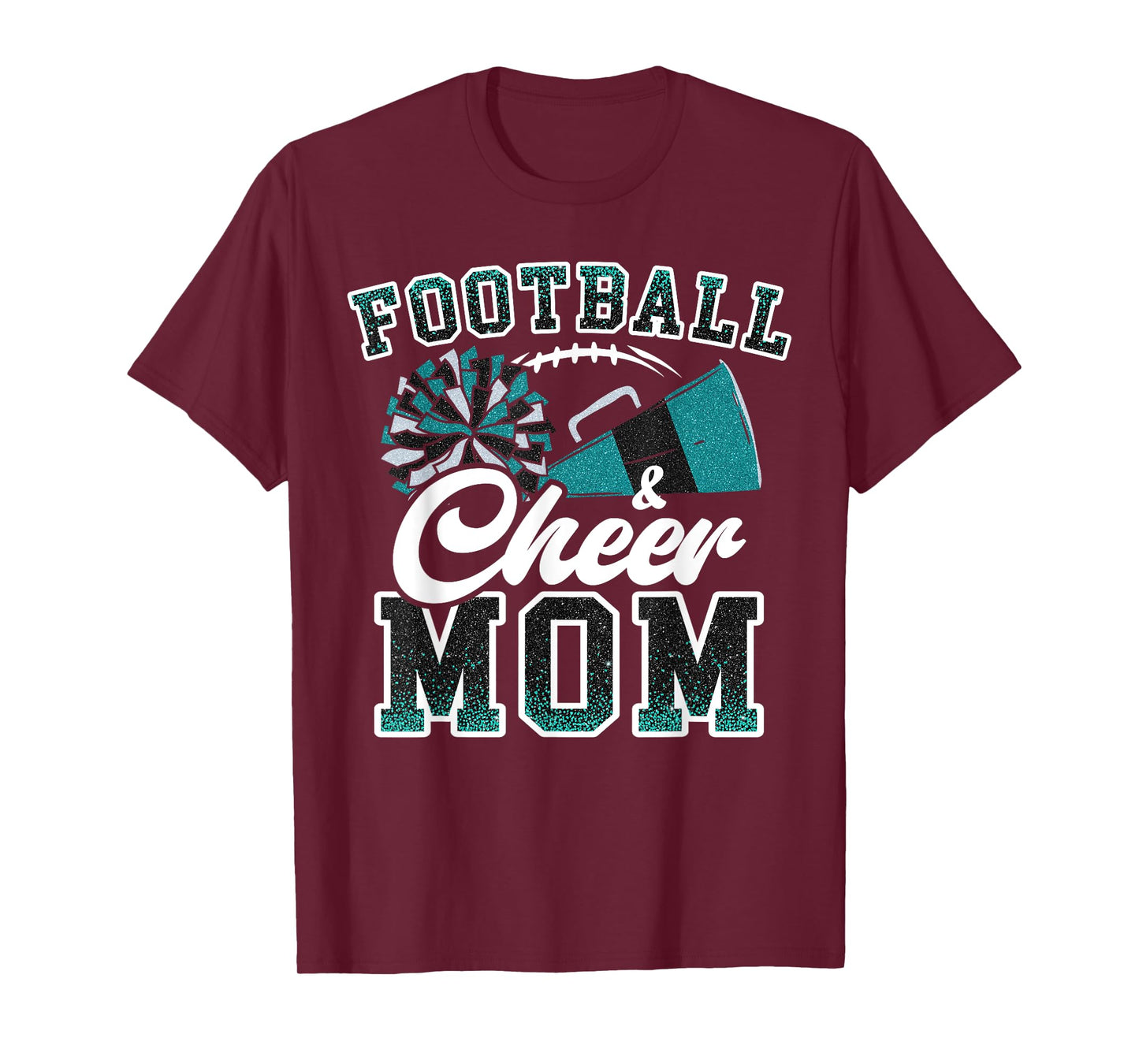 Loud Proud Football & Cheer Mom Cheerleader Mom Teal Blue T-Shirt