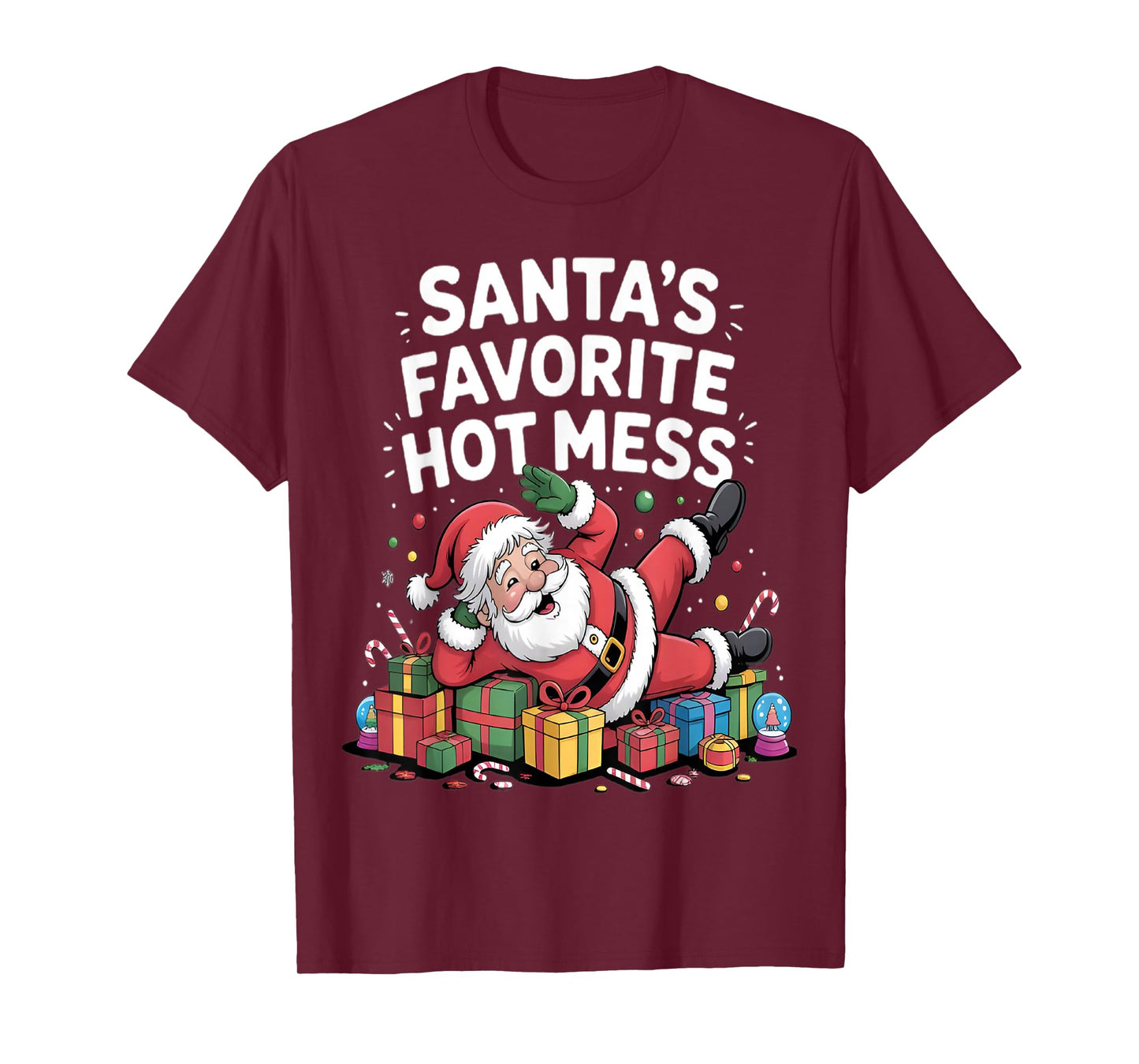 Santa's Favorite Hot Mess Christmas Funny Margarita T-Shirt