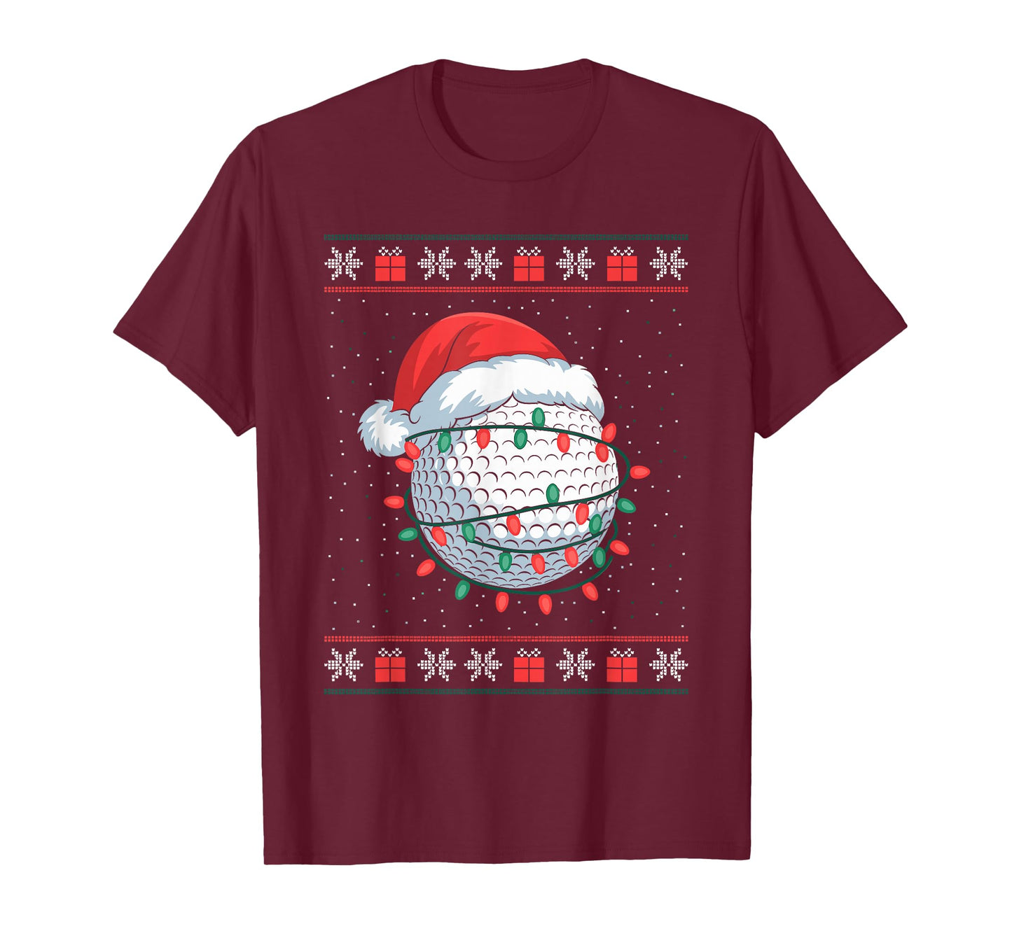 Golf Ball Santa Hat Ugly Christmas Sweater Golfer Golfing T-Shirt