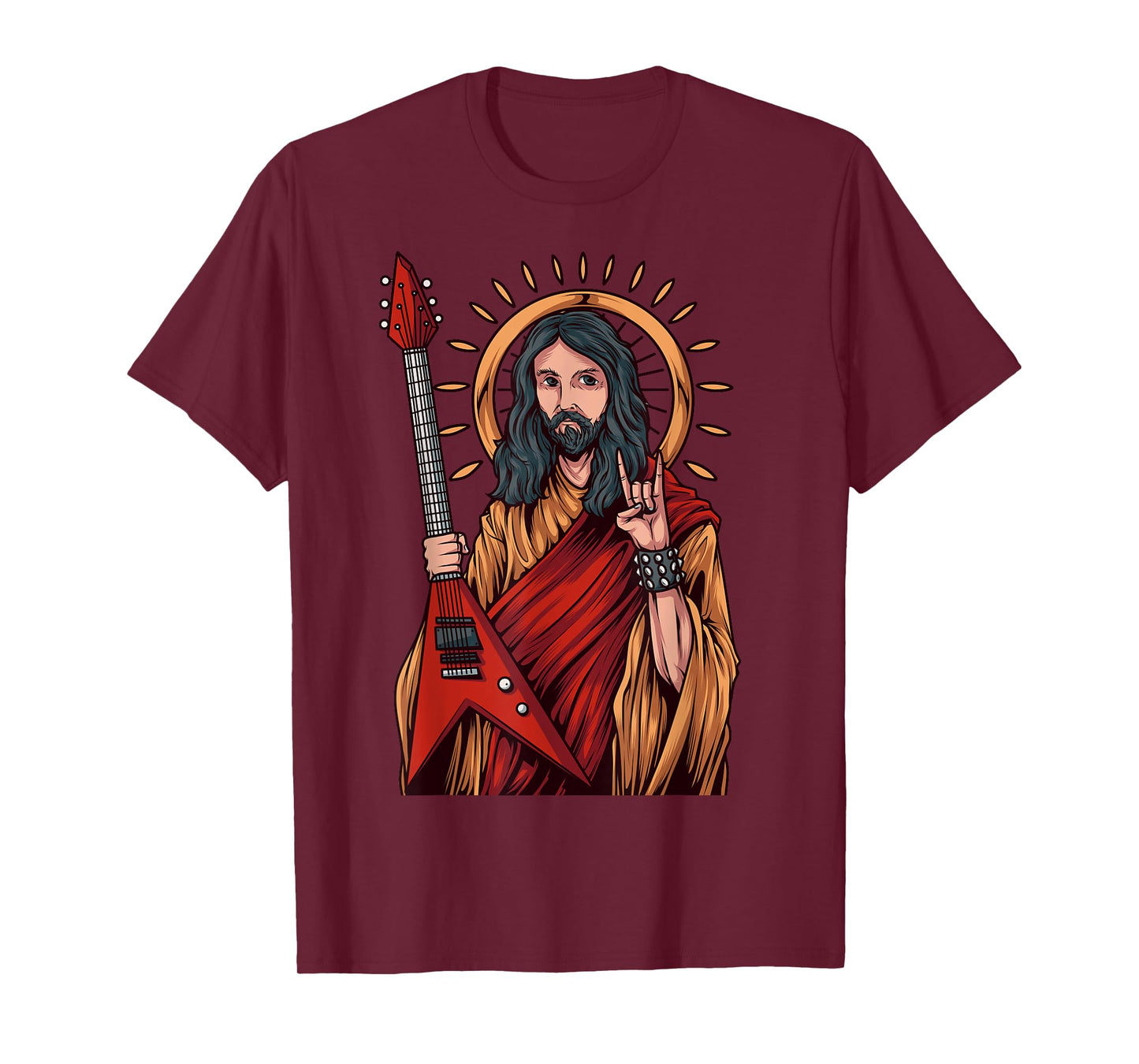 Jesus Playing Heavy Metal Guitar T-Shirt