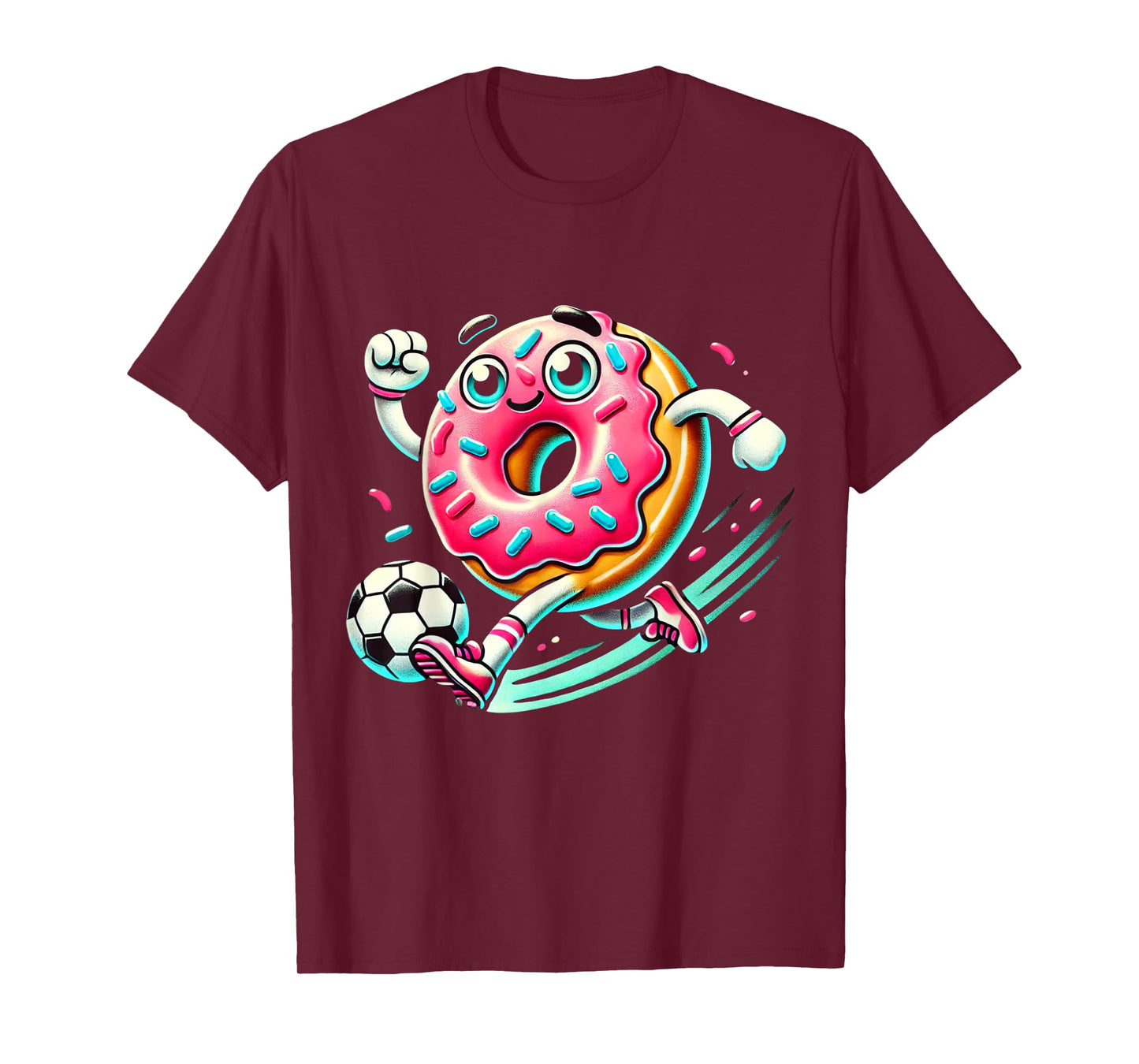 Funny Donut Playing Soccer Food Champ Sports Donut T-Shirt