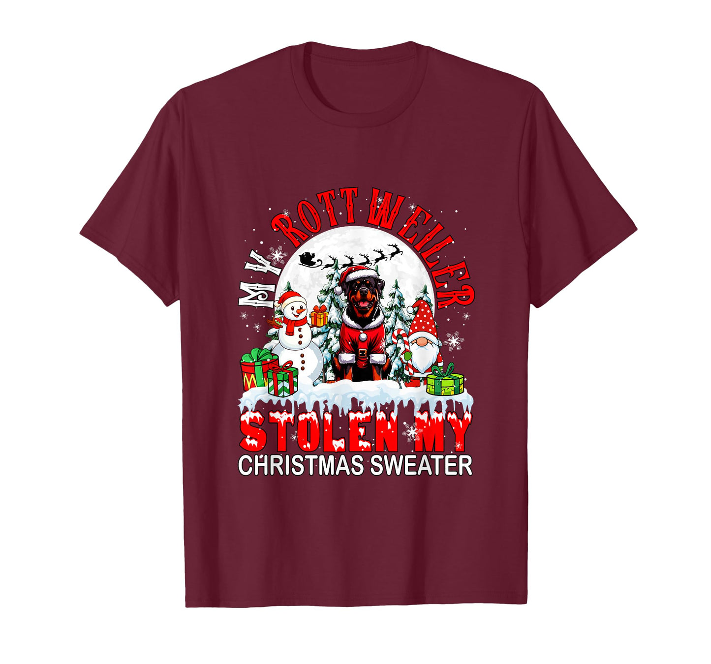 My Rottweiler Stolen My Christmas Sweater Santa Dog Owner T-Shirt