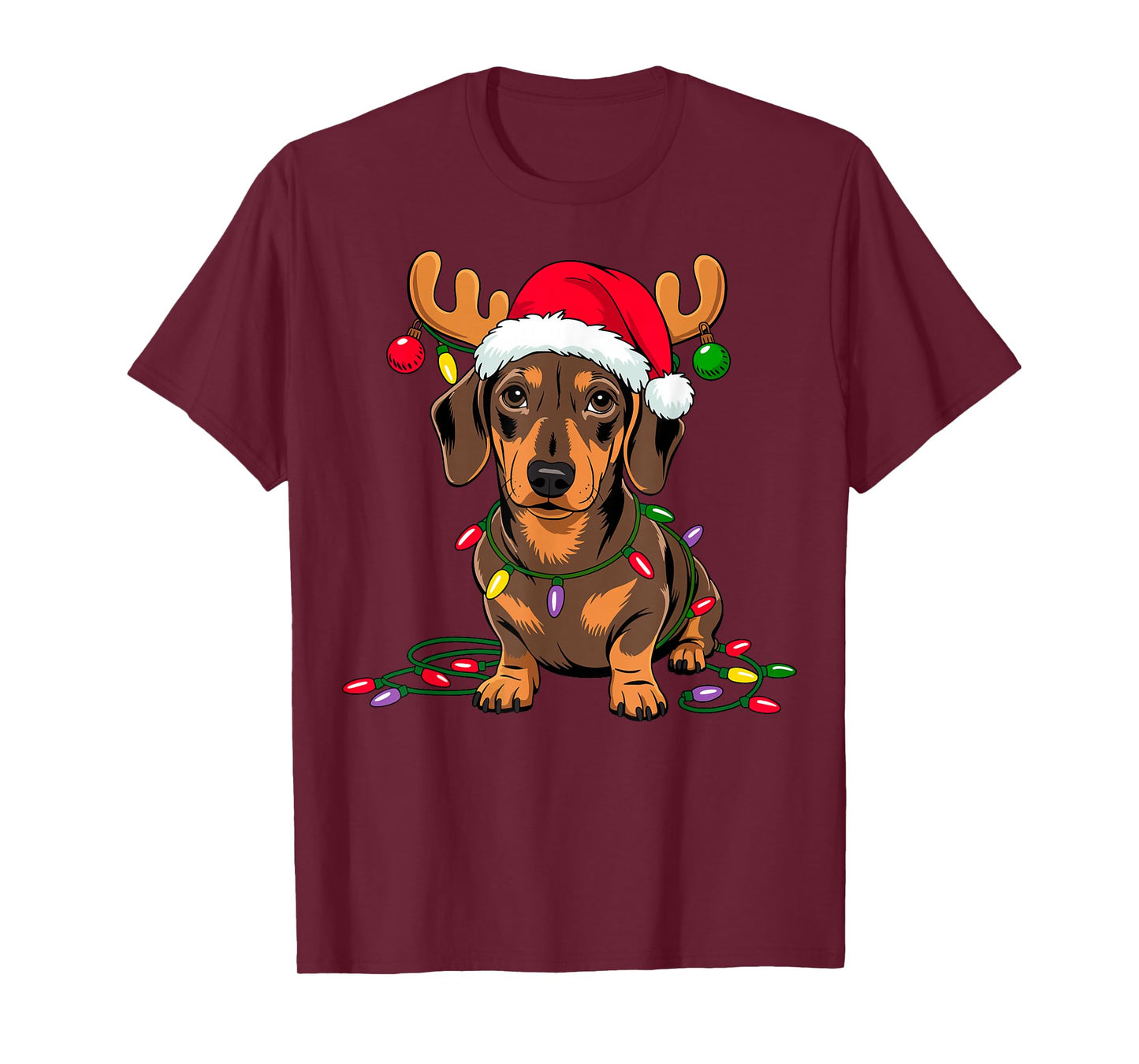 Christmas Dog Dachshund Santa Xmas Wiener Women Men Kids T-Shirt