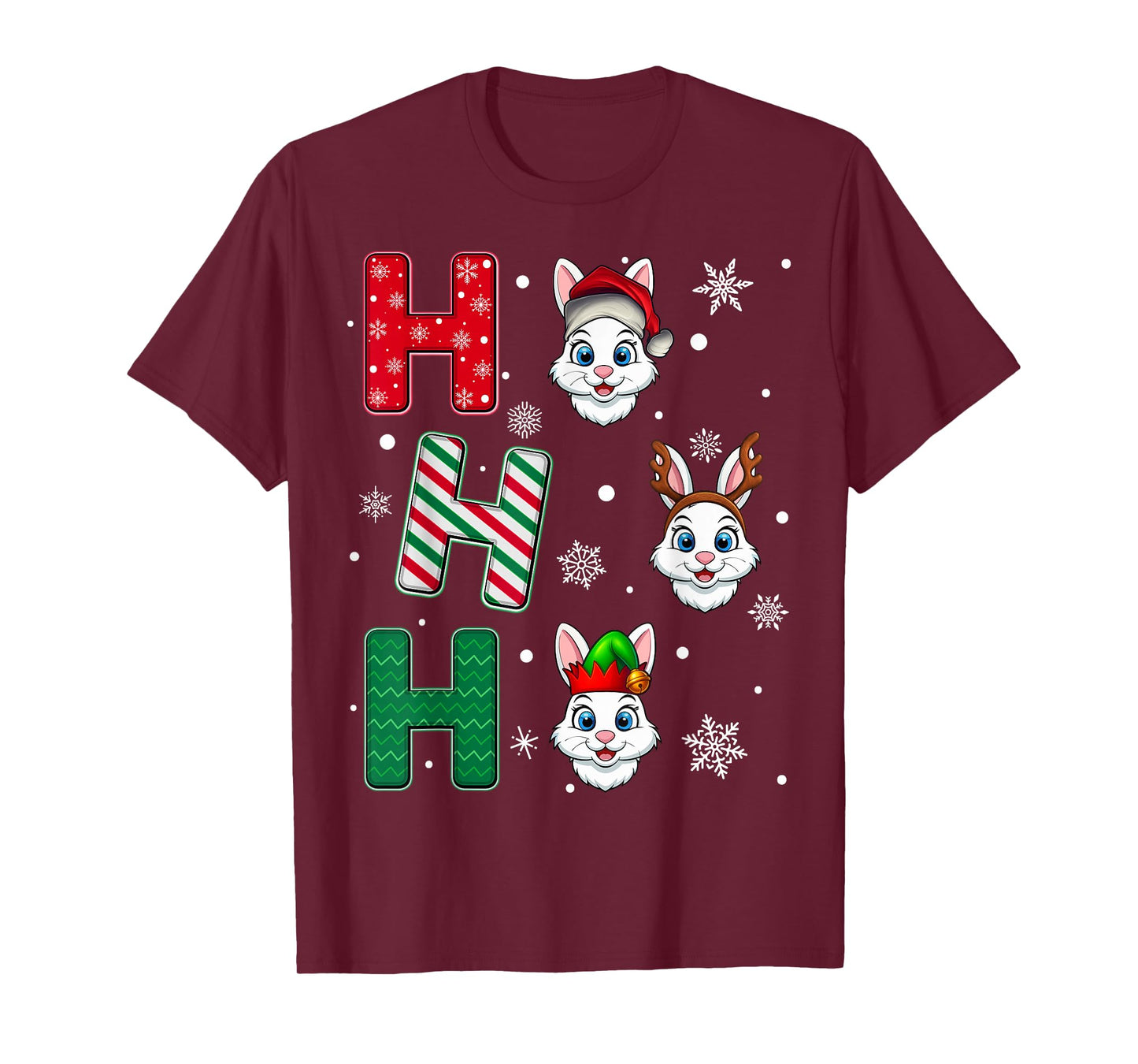 Ho Ho Ho Bunny Animal Matching Santa Elf Xmas T-Shirt
